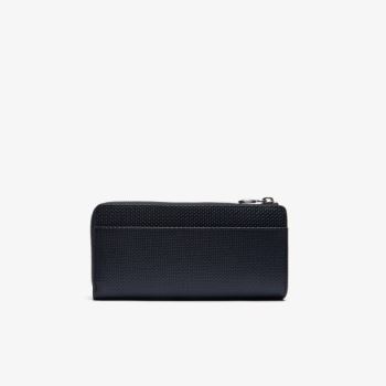 Lacoste Chantaco Branded Piqué Leather Zip Wallet - Peněženka Dámské Černé | CZ-8GIuFL